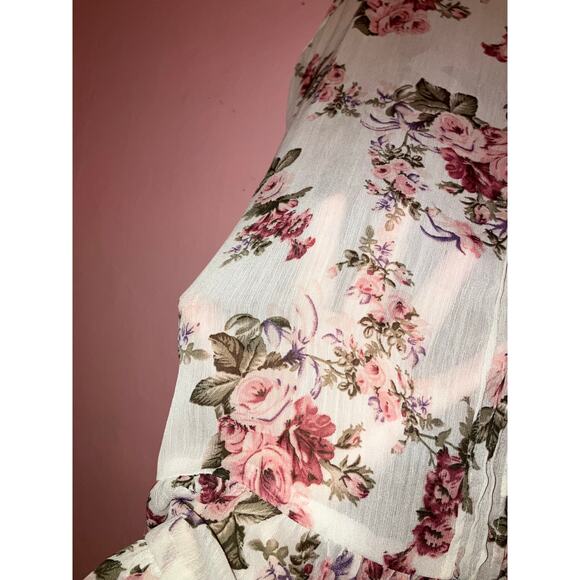 Fang babydoll tiered floral boho sheer tank top size XL - Picture 3 of 7